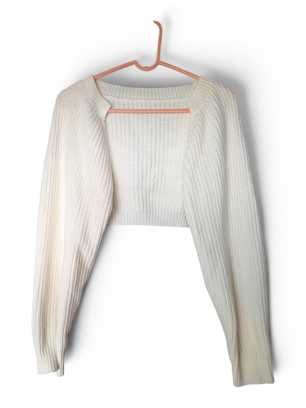 Cropped Cream Rib-Knit Women’s Cardigan